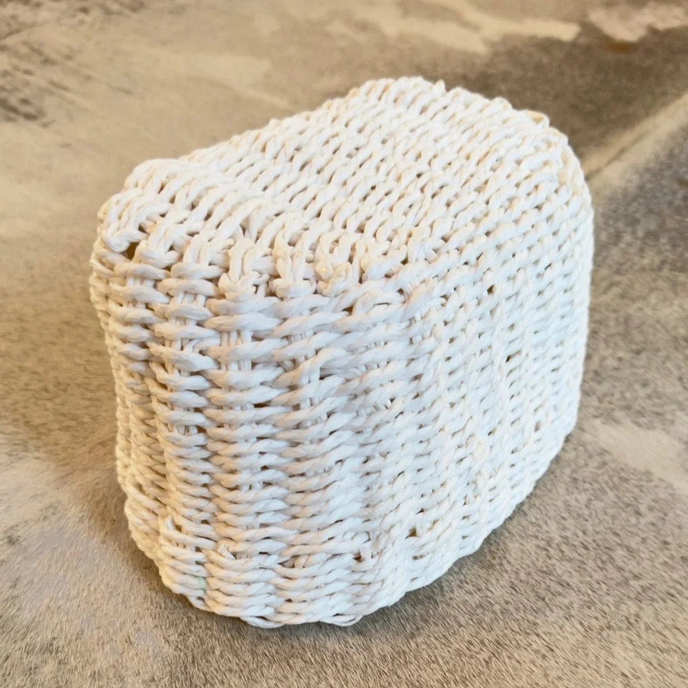 9”x5” Shabby Chic White Basket Home Decor Storage & Organization *soft not stiff